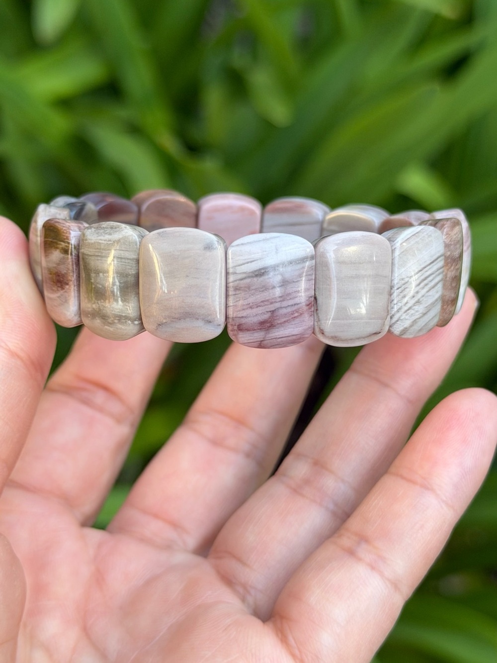 6.75 inches stretchable petrified wood soft bangle‎ 1535